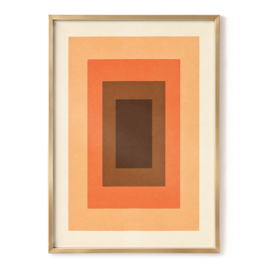 Ember Within, orange, brown, beige minimalist wall art, front artwork view