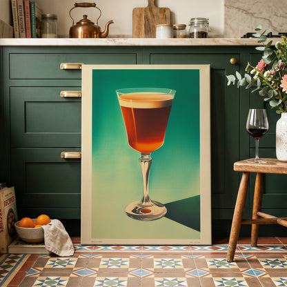 Emerald Afterglow, green, brown, beige minimalist wall art on canvas displayed in a styled interior, gallery view 2