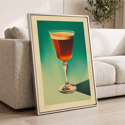 Emerald Afterglow, green, brown, beige minimalist wall art displayed in a styled interior, gallery view 2