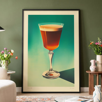 Emerald Afterglow, green, brown, beige minimalist wall art displayed in a styled interior, gallery view 4