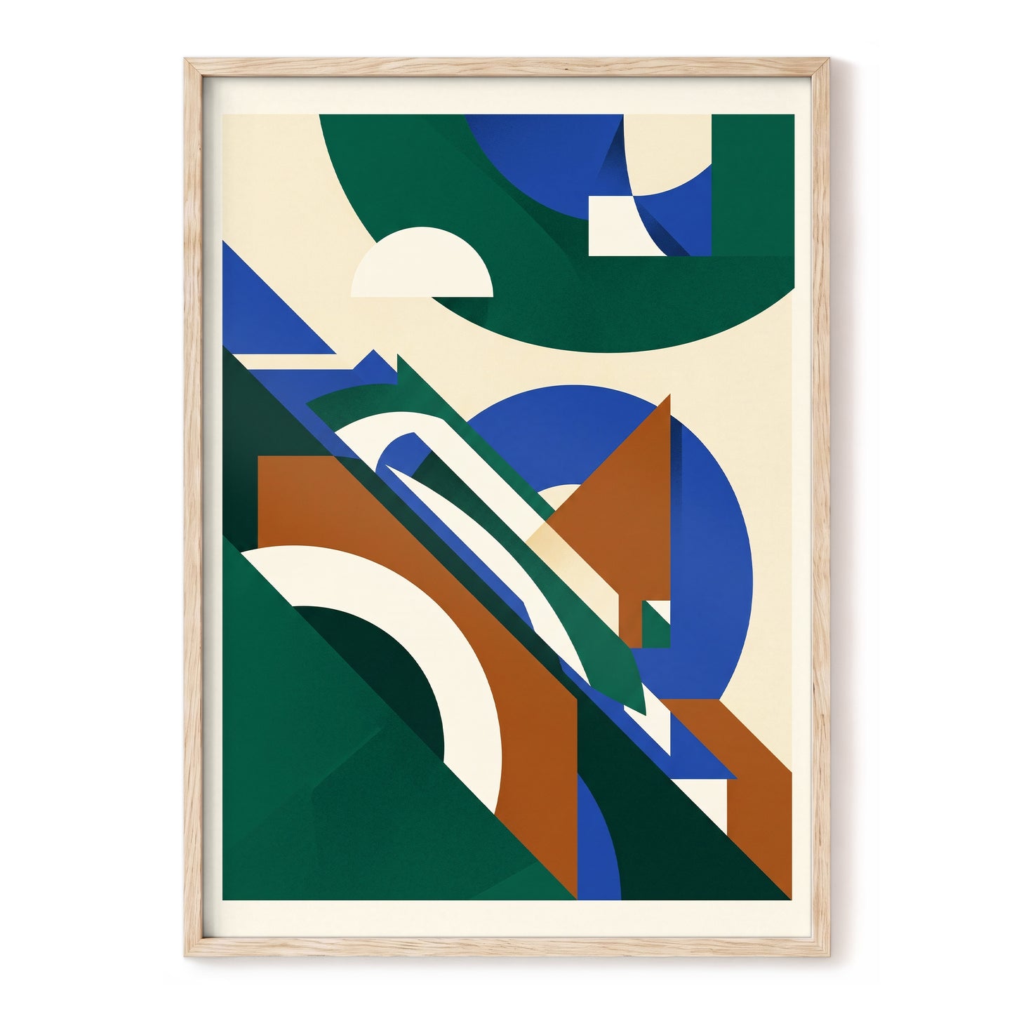 Emerald Arc Assembly, green, beige, blue abstract wall art, front artwork view