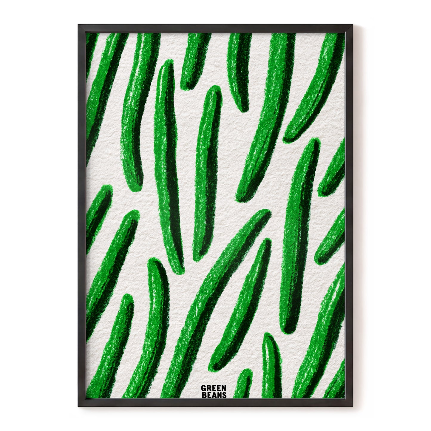 Emerald Bean Rhythm, green, beige, white nature wall art, front artwork view