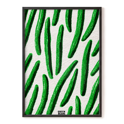 Emerald Bean Rhythm, green, beige, white nature wall art, front artwork view