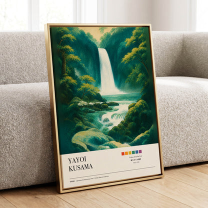Emerald Cascade, green, white, beige nature wall art displayed in a styled interior, gallery view 1
