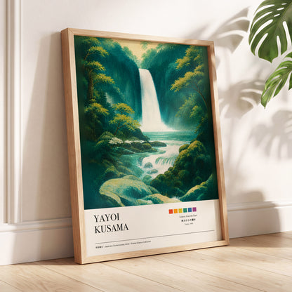 Emerald Cascade, green, white, beige nature wall art displayed in a styled interior, gallery view 4
