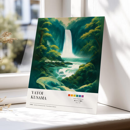 Emerald Cascade, green, white, beige nature wall art displayed in a styled interior, gallery view 5