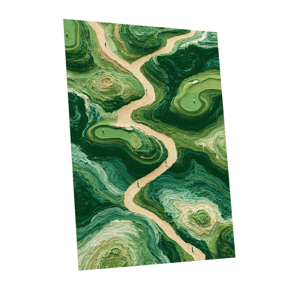Emerald Pathways, green, beige, black nature wall art shown as a unframed poster wall art print