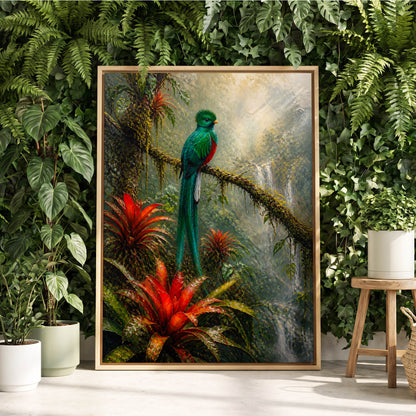Emerald Rainforest, green, red, beige nature wall art displayed in a styled interior, gallery view 3