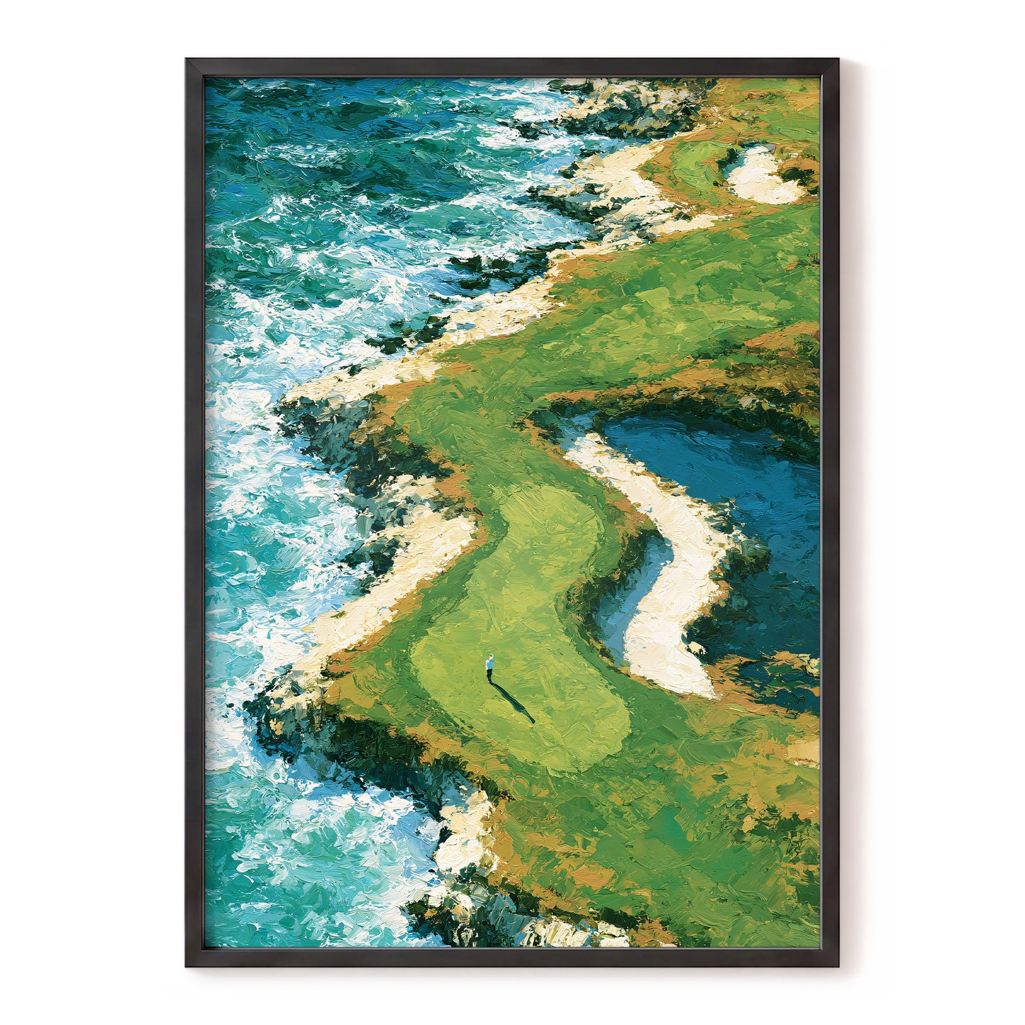 Emerald Tide, green, blue, white nature wall art, front artwork view
