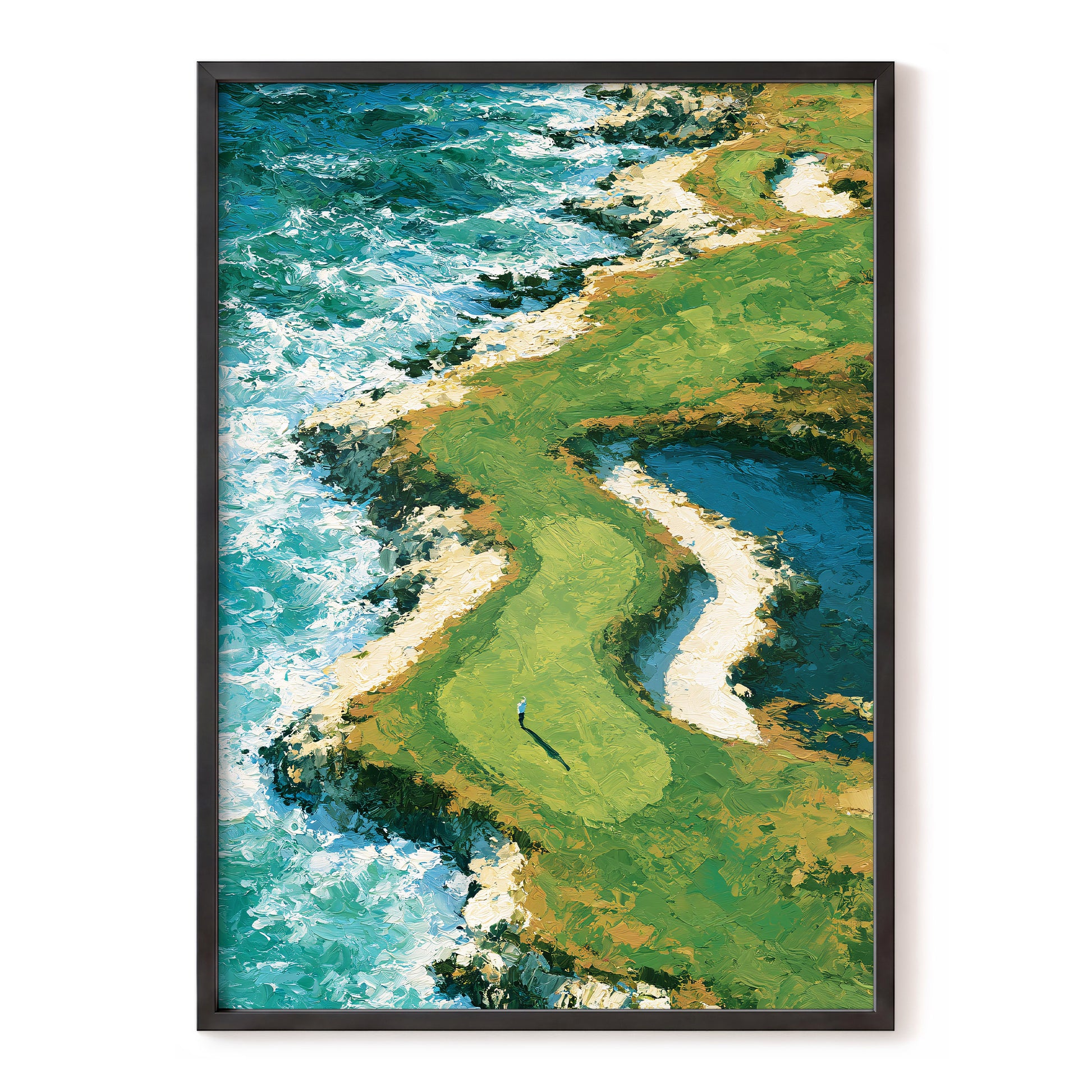 Emerald Tide, green, blue, white nature wall art, front artwork view