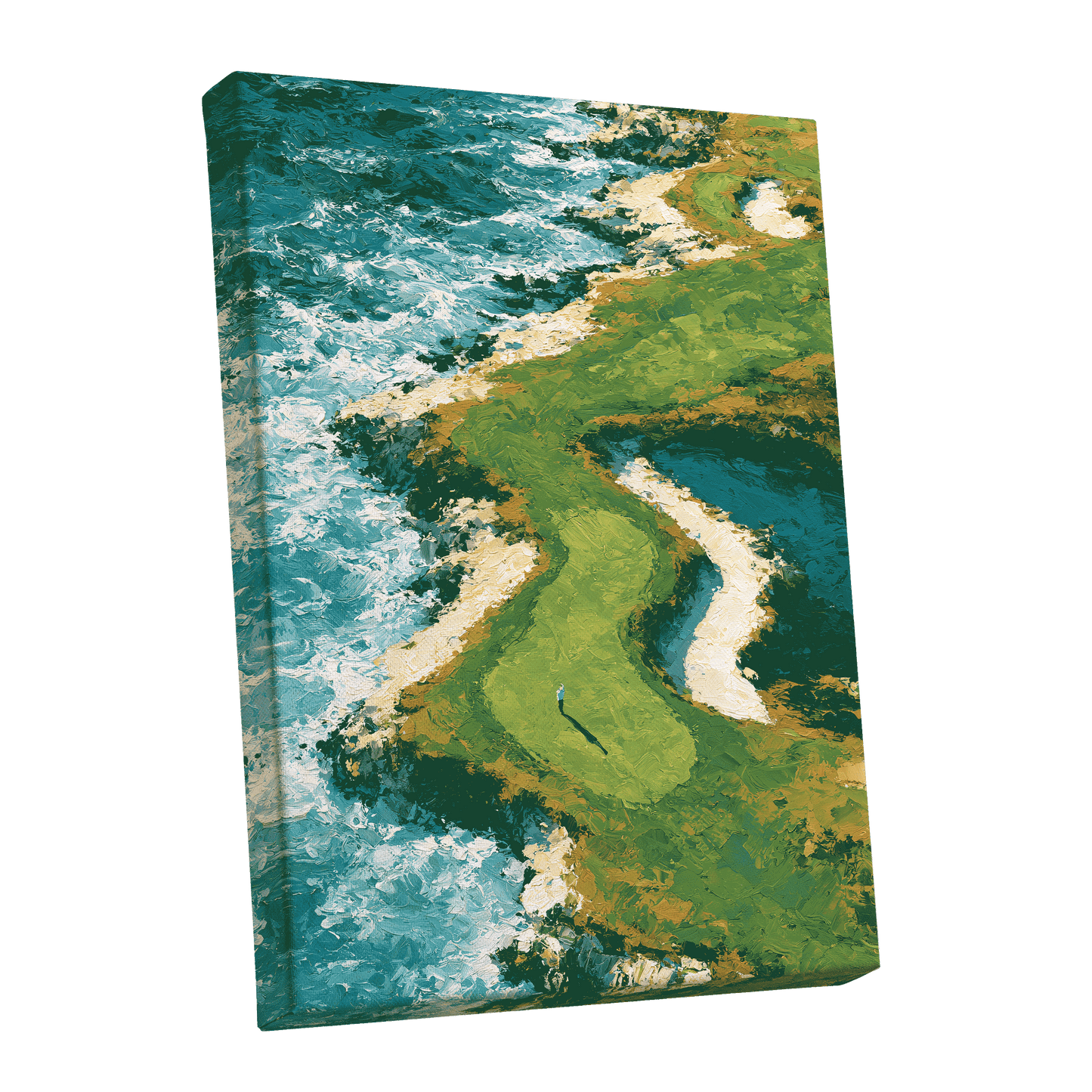 Emerald Tide, green, blue, white nature wall art shown as a stretched canvas wall art