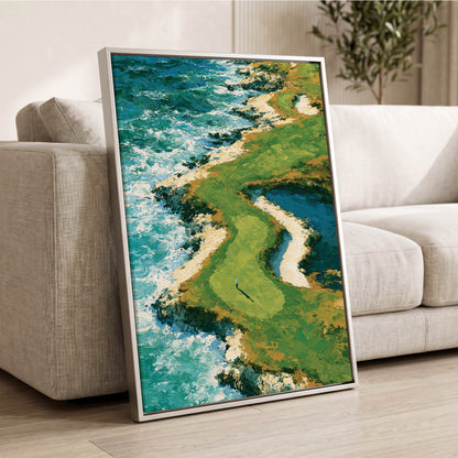 Emerald Tide, green, blue, white nature wall art displayed in a styled interior, gallery view 2