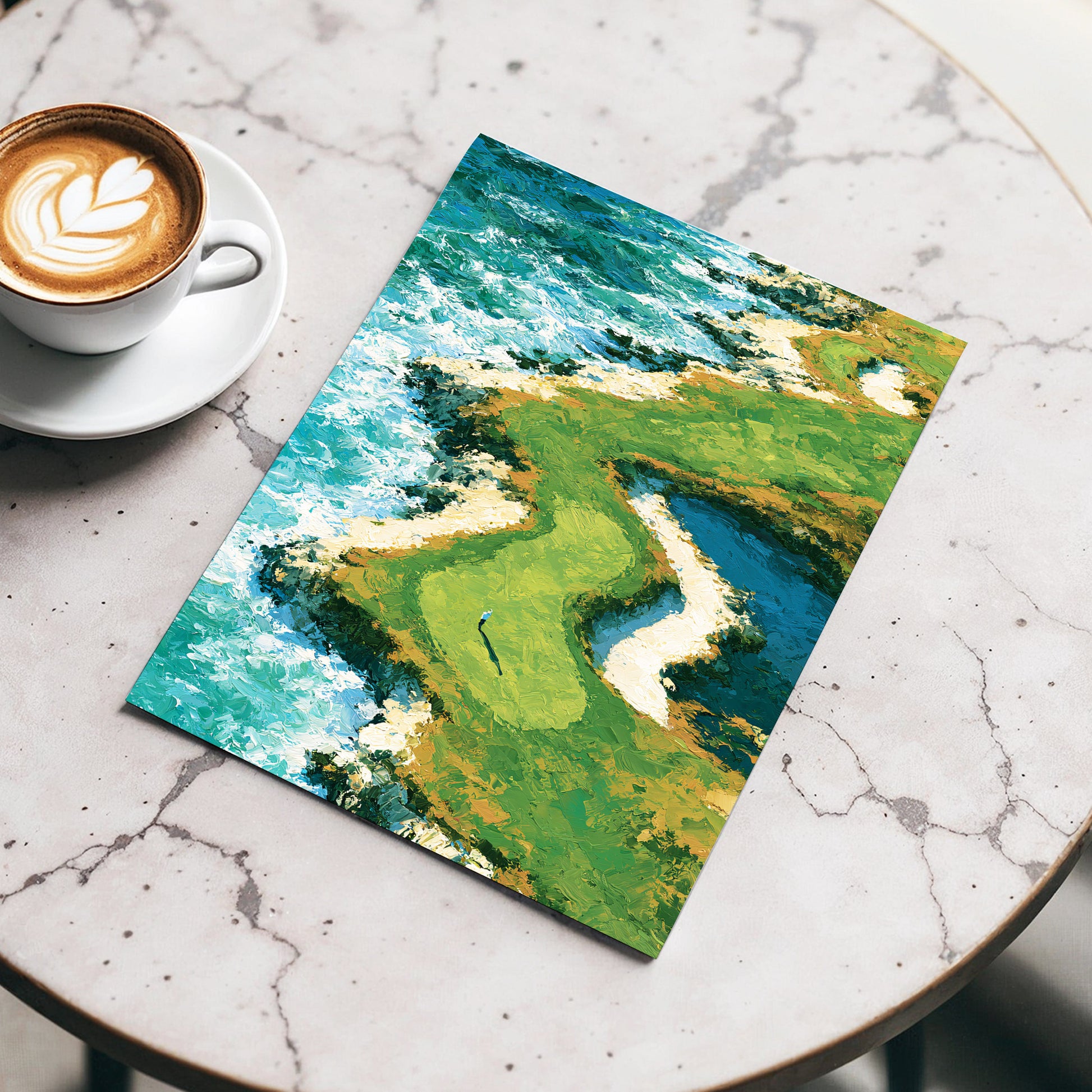Emerald Tide, green, blue, white nature wall art displayed in a styled interior, gallery view 3