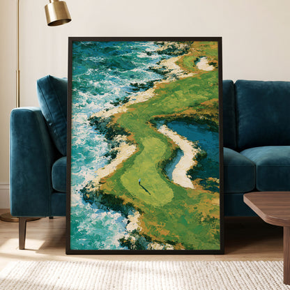 Emerald Tide, green, blue, white nature wall art displayed in a styled interior, gallery view 6