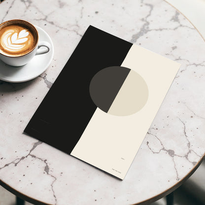 Equilibrium Study, black, beige, gray minimalist wall art displayed in a styled interior, gallery view 5