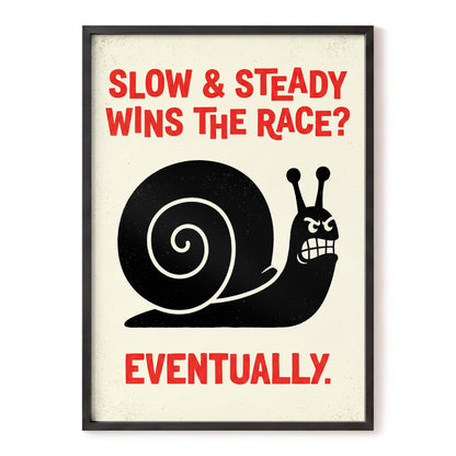 Eventually Wins, black, beige, red nature wall art, front artwork view