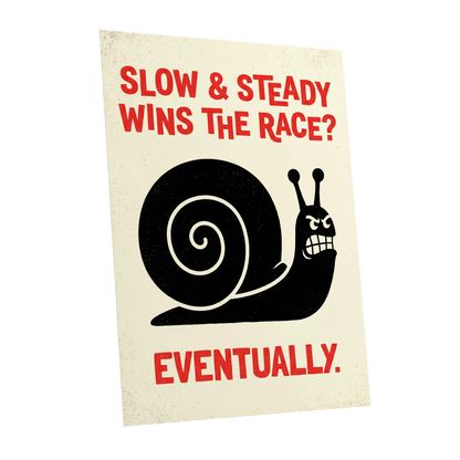 Eventually Wins, black, beige, red nature wall art shown as a unframed poster wall art print