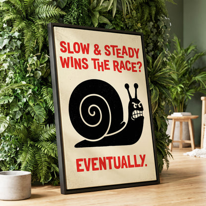 Eventually Wins, black, beige, red nature wall art displayed in a styled interior, gallery view 1