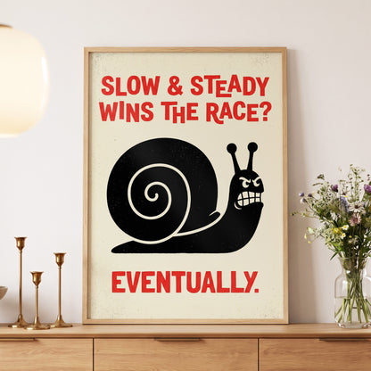 Eventually Wins, black, beige, red nature wall art displayed in a styled interior, gallery view 5