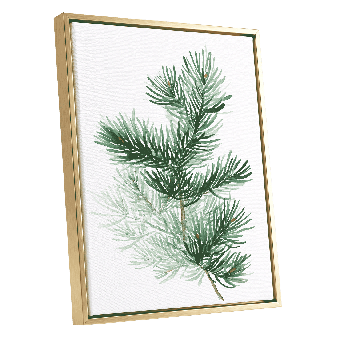 Evergreen Whispers – gold framed canvas option