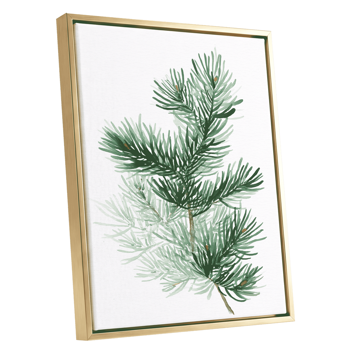 Evergreen Whispers – gold framed canvas option