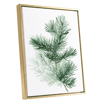 Evergreen Whispers – gold framed canvas option