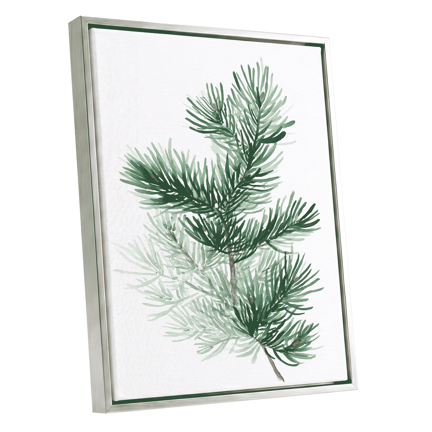 Evergreen Whispers – silver framed canvas option