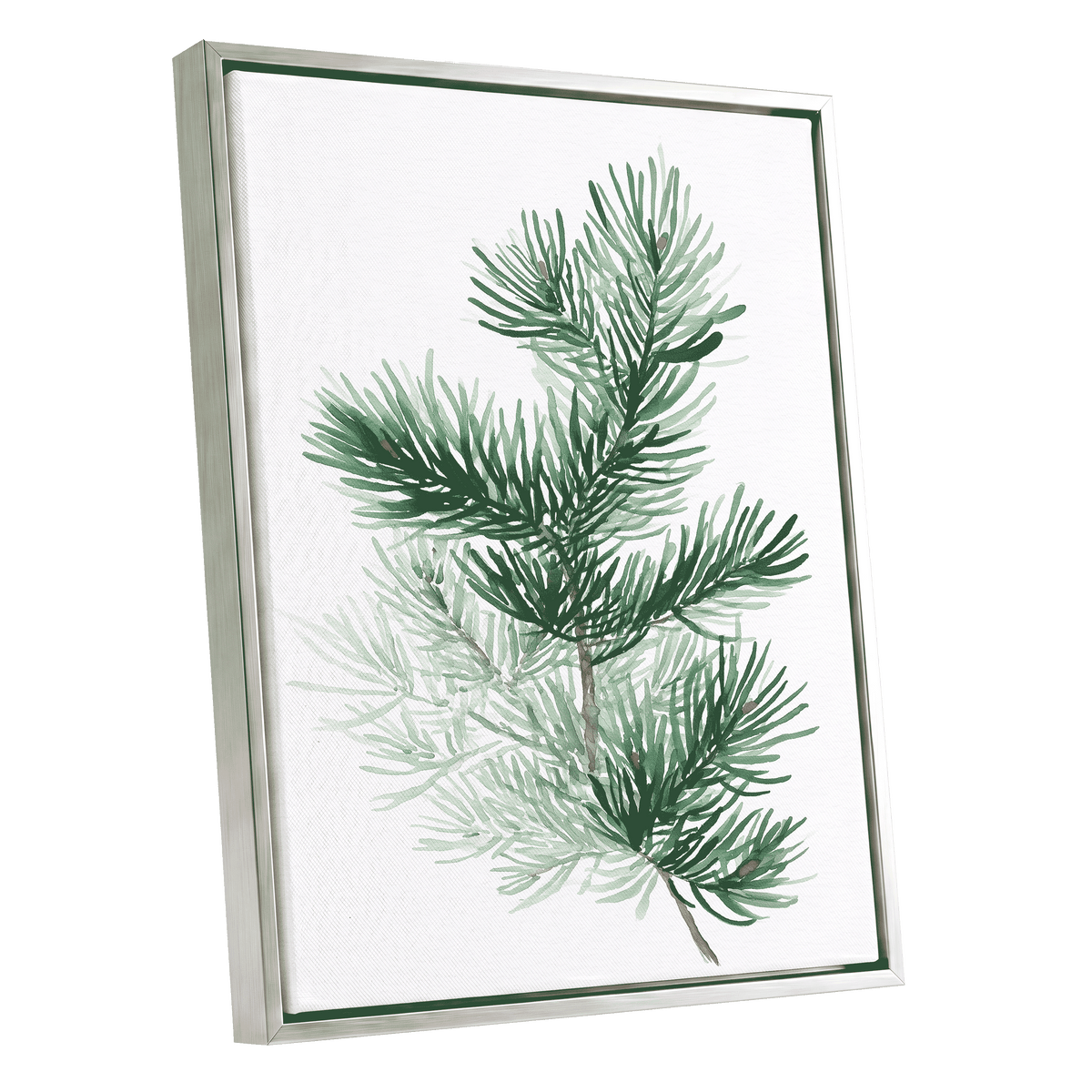 Evergreen Whispers – silver framed canvas option