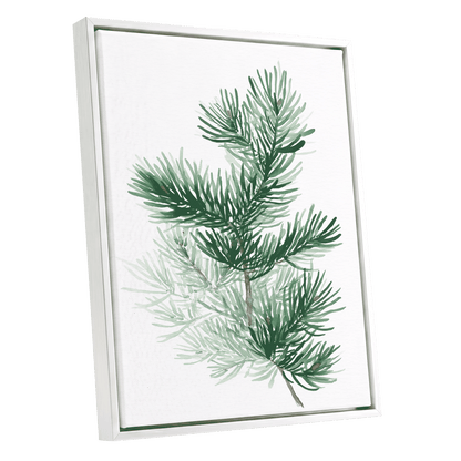 Evergreen Whispers – white framed canvas option