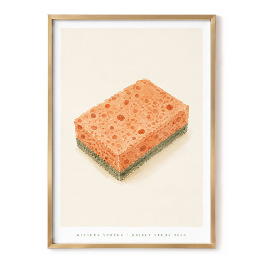 Everyday Scrub, orange, green, beige minimalist wall art, front artwork view