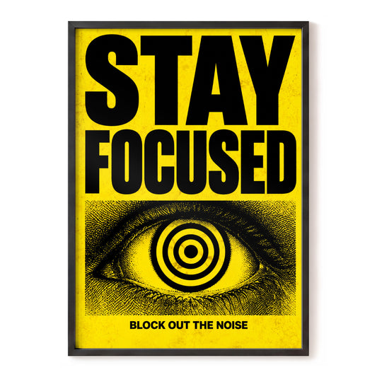Eye on the Signal, black, yellow minimalist wall art, front artwork view