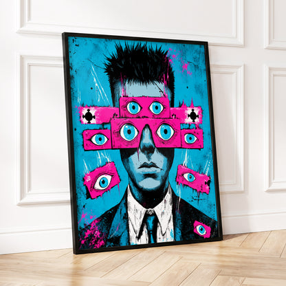 Eyes Wide Open, blue, pink, black abstract wall art displayed in a styled interior, gallery view 5