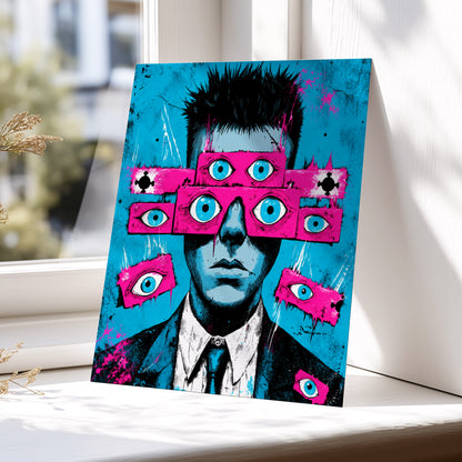 Eyes Wide Open, blue, pink, black abstract wall art displayed in a styled interior, gallery view 6
