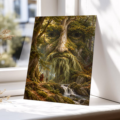 Face of the Forest, green, brown, gold nature wall art displayed in a styled interior, gallery view 5