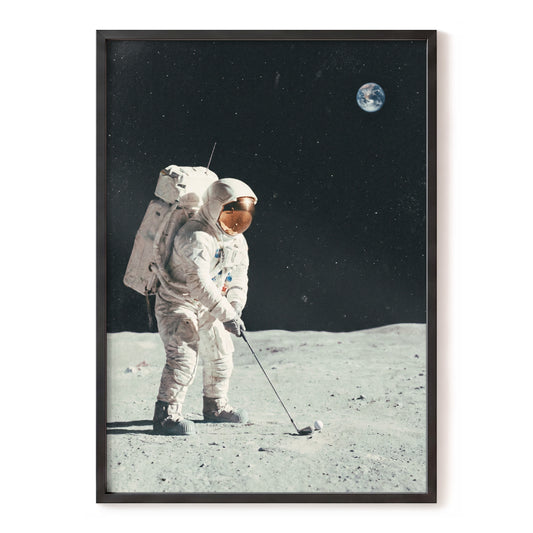 Fairway Among the Stars, black, white, gray minimalist wall art, front artwork view