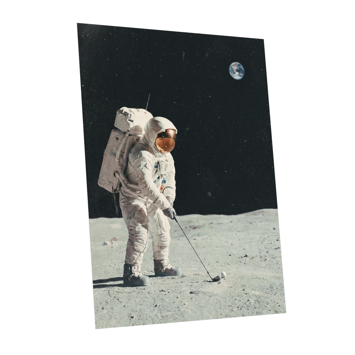 Fairway Among the Stars, black, white, gray minimalist wall art shown as a unframed poster wall art print