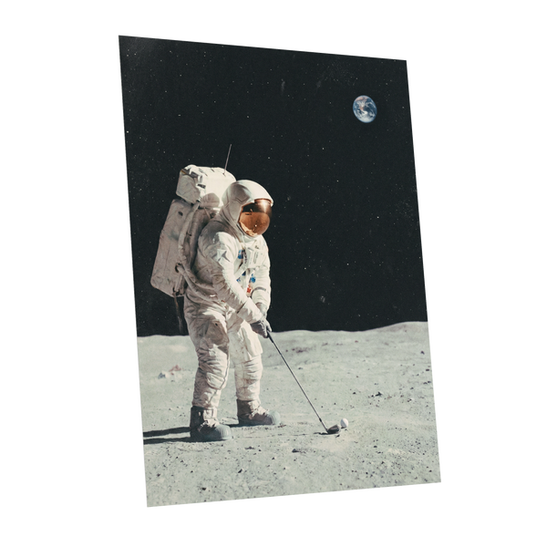 Fairway Among the Stars, black, white, gray minimalist wall art shown as a unframed poster wall art print