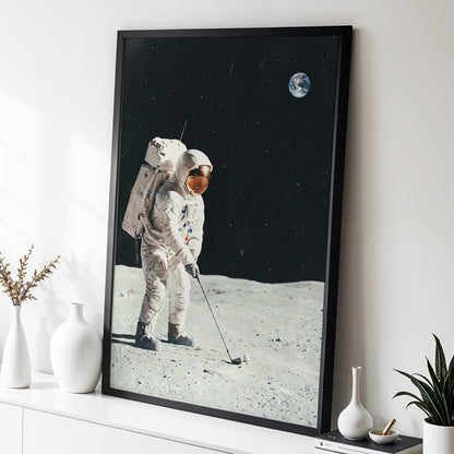 Fairway Among the Stars, black, white, gray minimalist wall art displayed in a styled interior, gallery view 2
