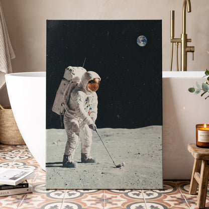 Fairway Among the Stars, black, white, gray minimalist wall art displayed in a styled interior, gallery view 3