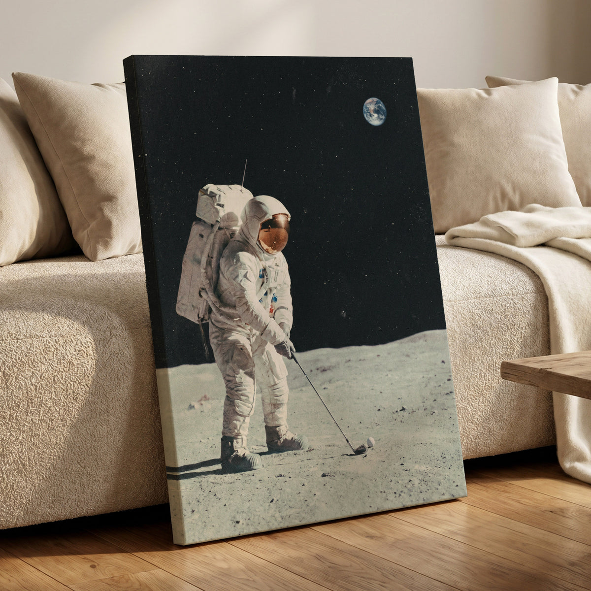 Fairway Among the Stars, black, white, gray minimalist wall art displayed in a styled interior, gallery view 7