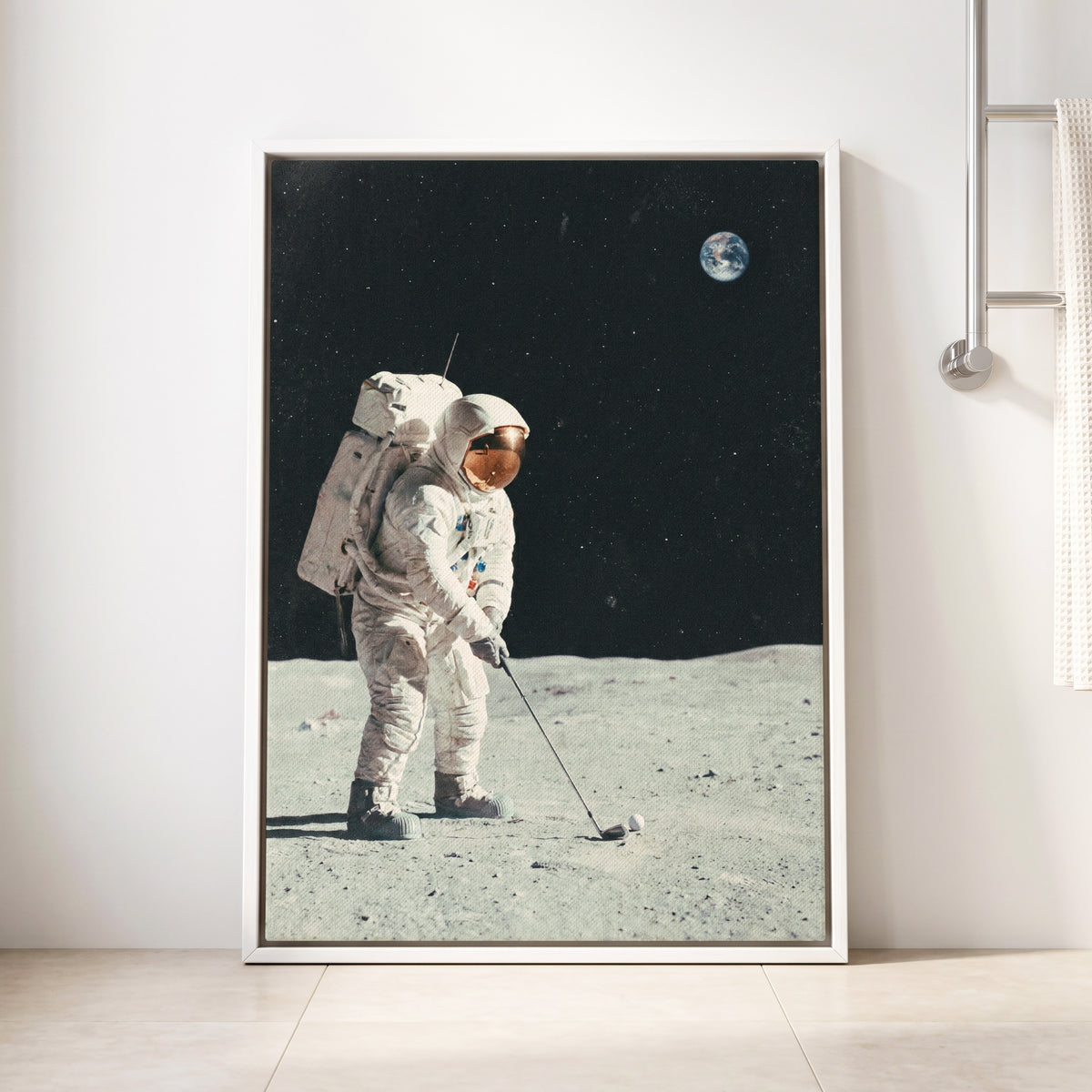 Fairway Among the Stars, black, white, gray minimalist wall art displayed in a styled interior, gallery view 8