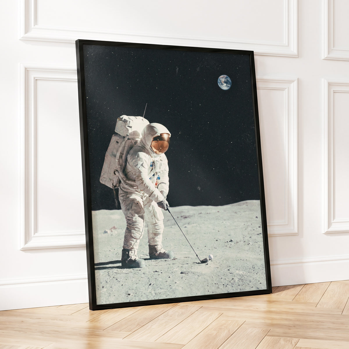 Fairway Among the Stars, black, white, gray minimalist wall art displayed in a styled interior, gallery view 9