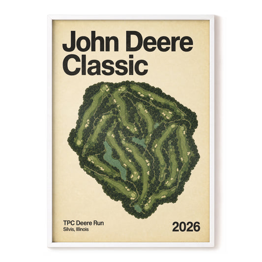 Fairways of Deere Run, beige, green, black nature wall art, front artwork view