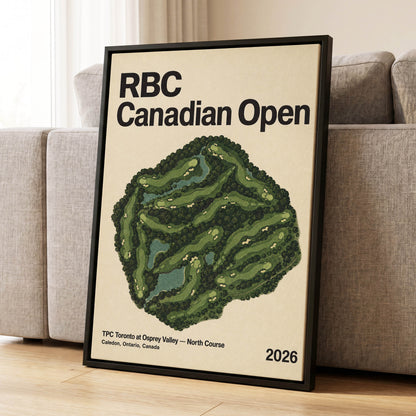 Fairways of Osprey Valley, green, beige, black nature wall art displayed in a styled interior, gallery view 1