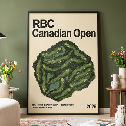 Fairways of Osprey Valley, green, beige, black nature wall art displayed in a styled interior, gallery view 6