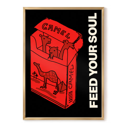 Feed Your Soul, red, black, beige nature wall art, front artwork view