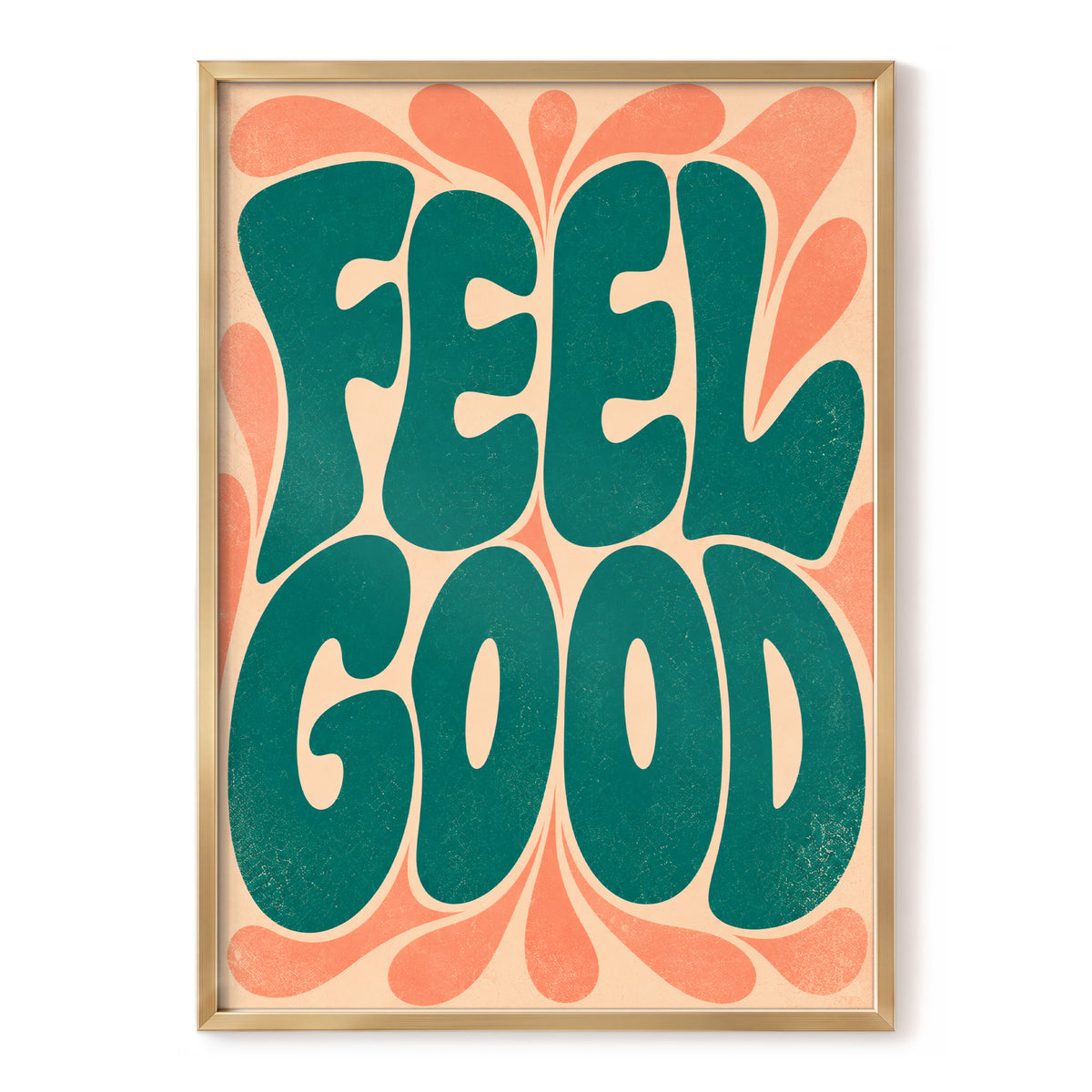 Feel Good Groove, green, orange, beige abstract wall art, front artwork view