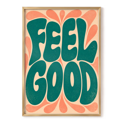 Feel Good Groove, green, orange, beige abstract wall art, front artwork view