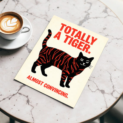 Feline in Tiger Mode, black, red, beige nature wall art displayed in a styled interior, gallery view 3