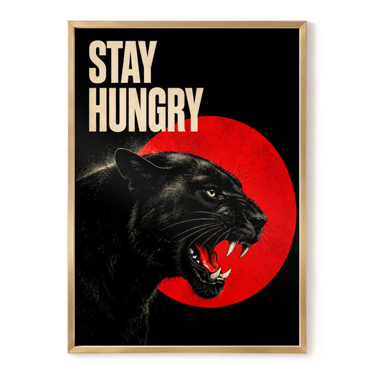 Feral Appetite, black, red, beige nature wall art, front artwork view